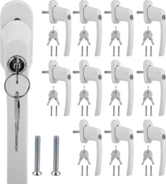 Cassa porta scorrevole - Inclusa chiave - Maniglia di chiusura porta con funzione di rotazione e apertura a leva bianco 12X