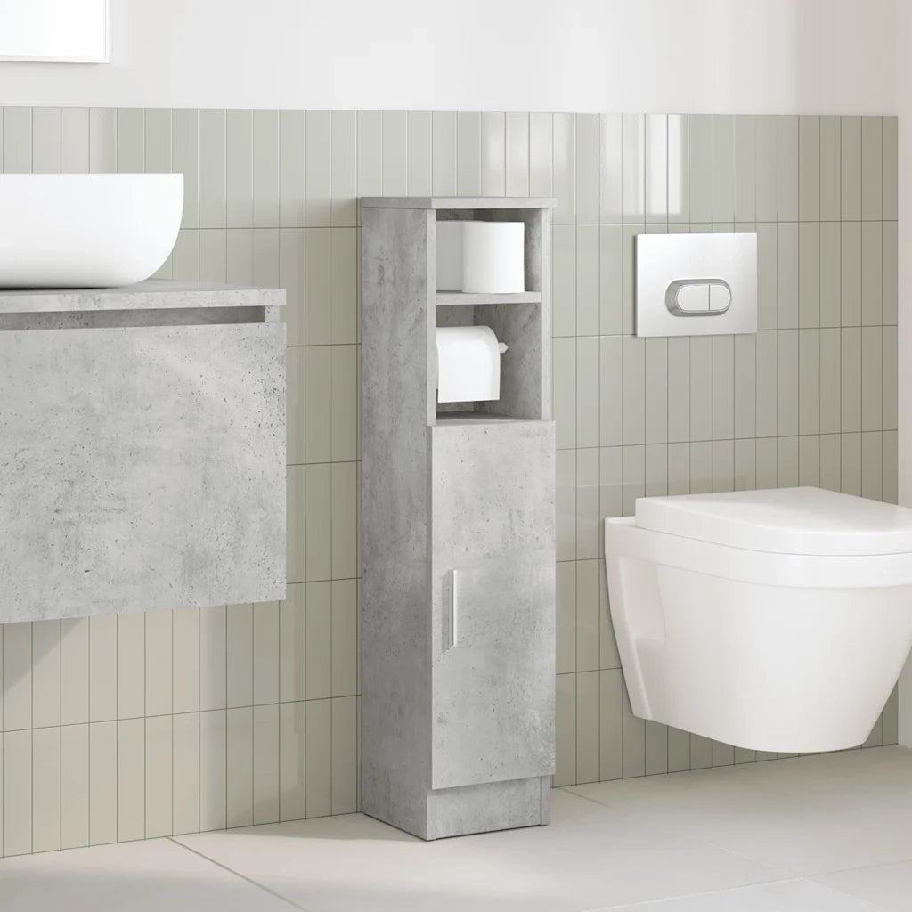 Mobile da Bagno con Portarotolo Grigio Cemento 20,5x22x90 cm 858500