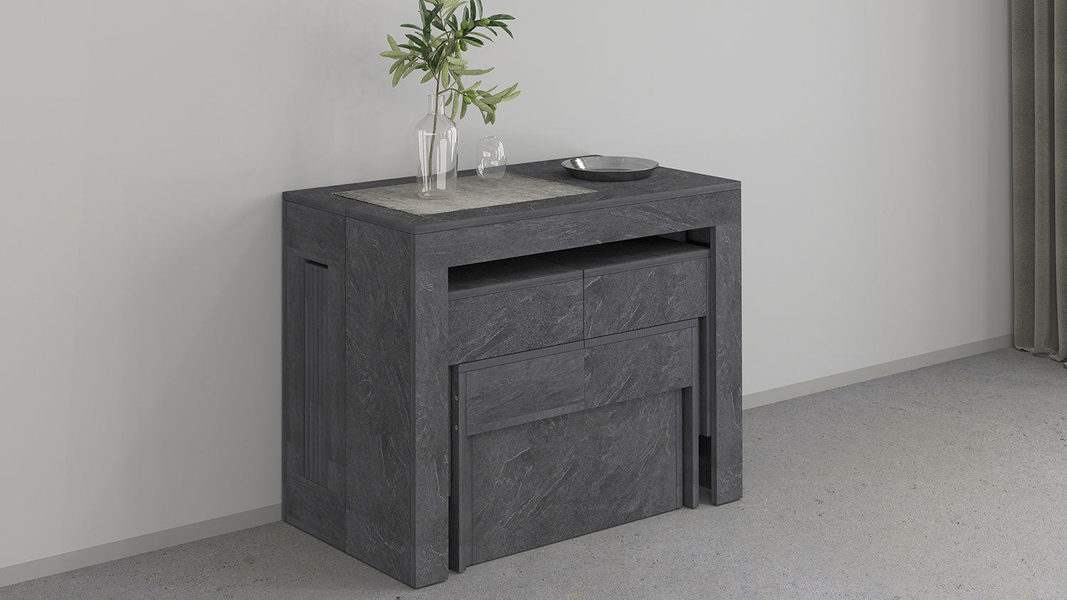 Panca Allungabile 66/290x25x45 cm Pratika Singola A Grigio Ardesia