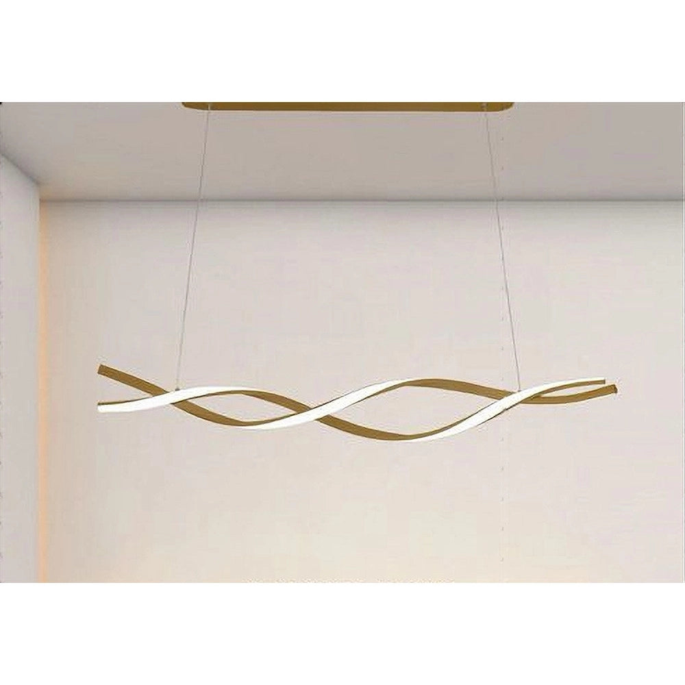 Trade Shop - Lampadario Led A Sospensione 48w Oro Spirale Ondulato Vortice Intrecciato Luce 4000k 32507 -