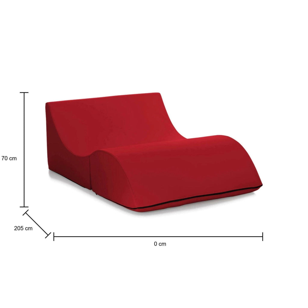 Letto pieghevole Amorina, Pouf trasformabile in letto matrimoniale, 100% Made in Italy, Pouf trasformabile in una chaise longue in ecopelle, cm 100x200h70, Rosso