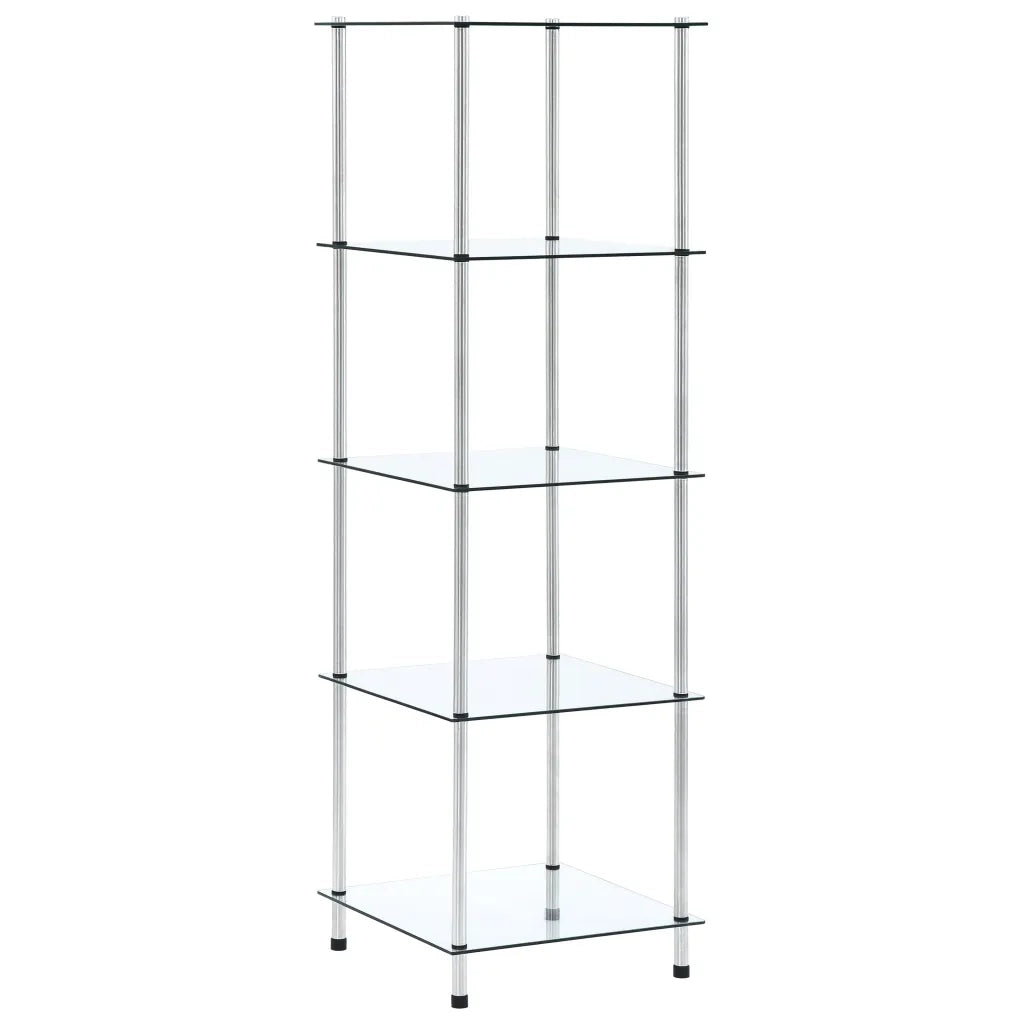 Scaffale a 5 Livelli Trasparente 40x40x130cm in Vetro Temperato cod mxl 14620