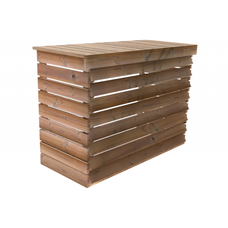 Copertura copri condizionatore in legno 132x58x98 cm – Legno termotrattato con lamelle fisse – Fissaggio a parete – CC1306VF Foresta