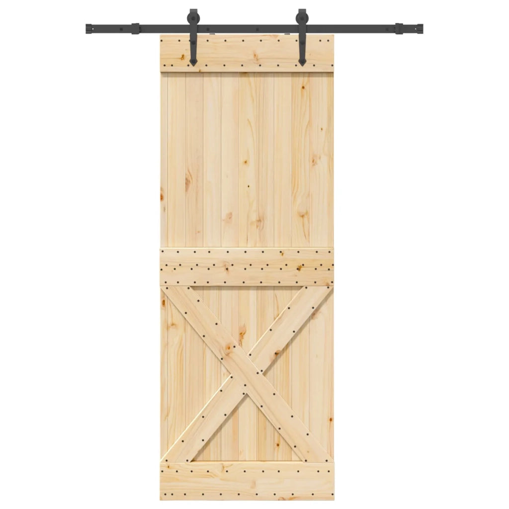 Porta scorrevole NARVIK Naturale e Nero 85 x 210 cm (152,5 cm) 3445385