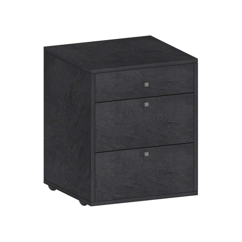 Cassettiera Asgabat, Cassettiera camera da letto , Settimino con 3 cassetti, 47x45h61 cm, Ardesia