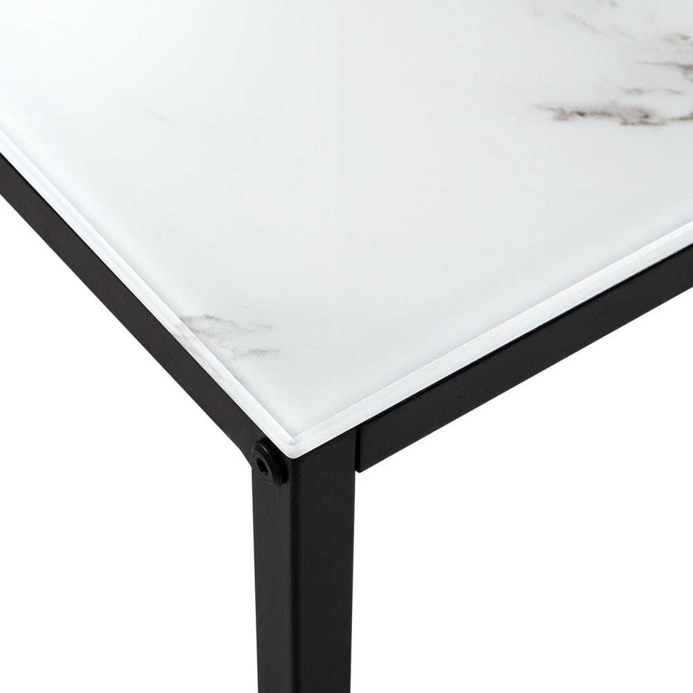 Consolle Effetto Marmo Bianco Piano In Vetro Temperato Base In Metallo Nero Glam Moderno Soggiorno Camera Da Letto Corridoio