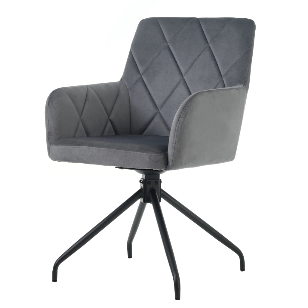 Set 4 Sedie da Pranzo Girevoli Imbottite ¨C MINIMAL ¨C Velluto Antracite, Gambe in Metallo