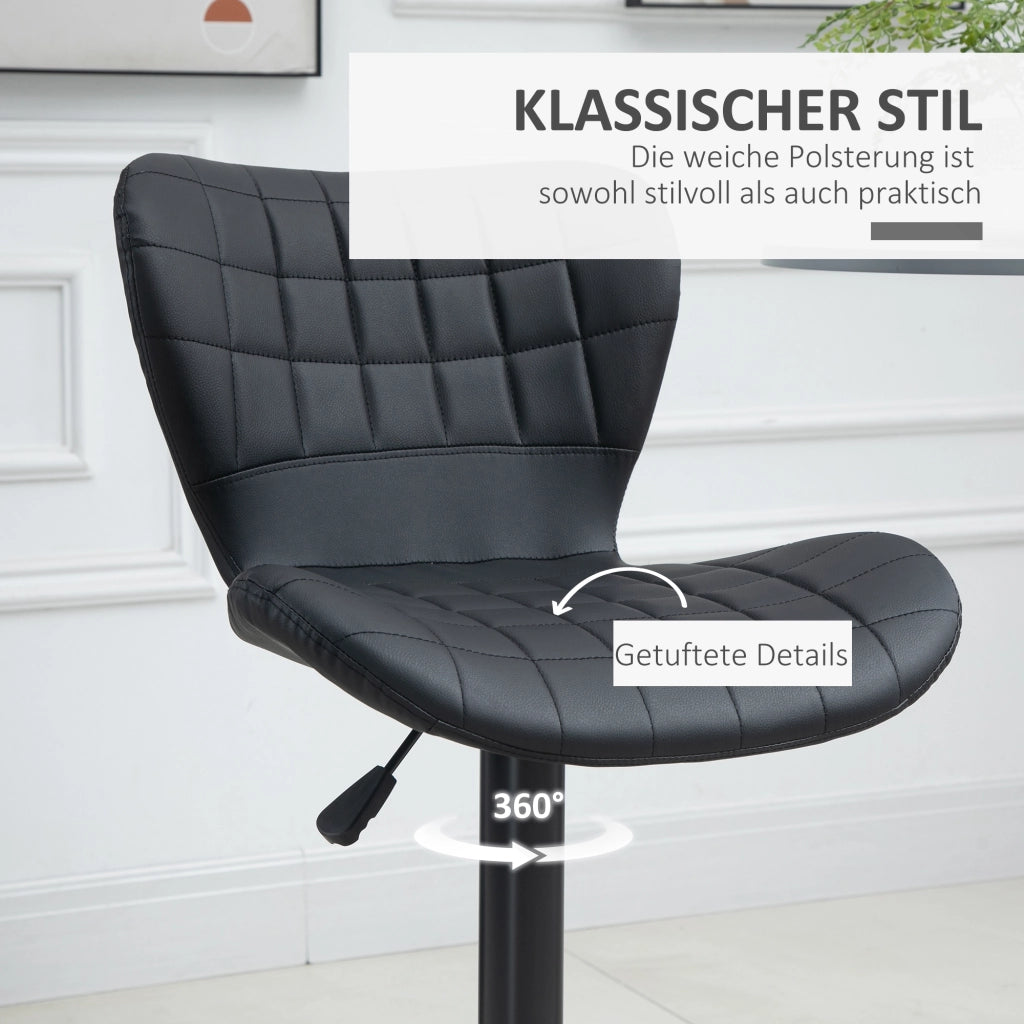 SGABELLO DA BAR girevole regolabile in altezza Set da 2 Nero 57x58x87-107 cm