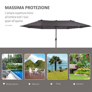 Ombrellone da Giardino Doppio Tetto 4,6x2,7 m  Roland Grigio