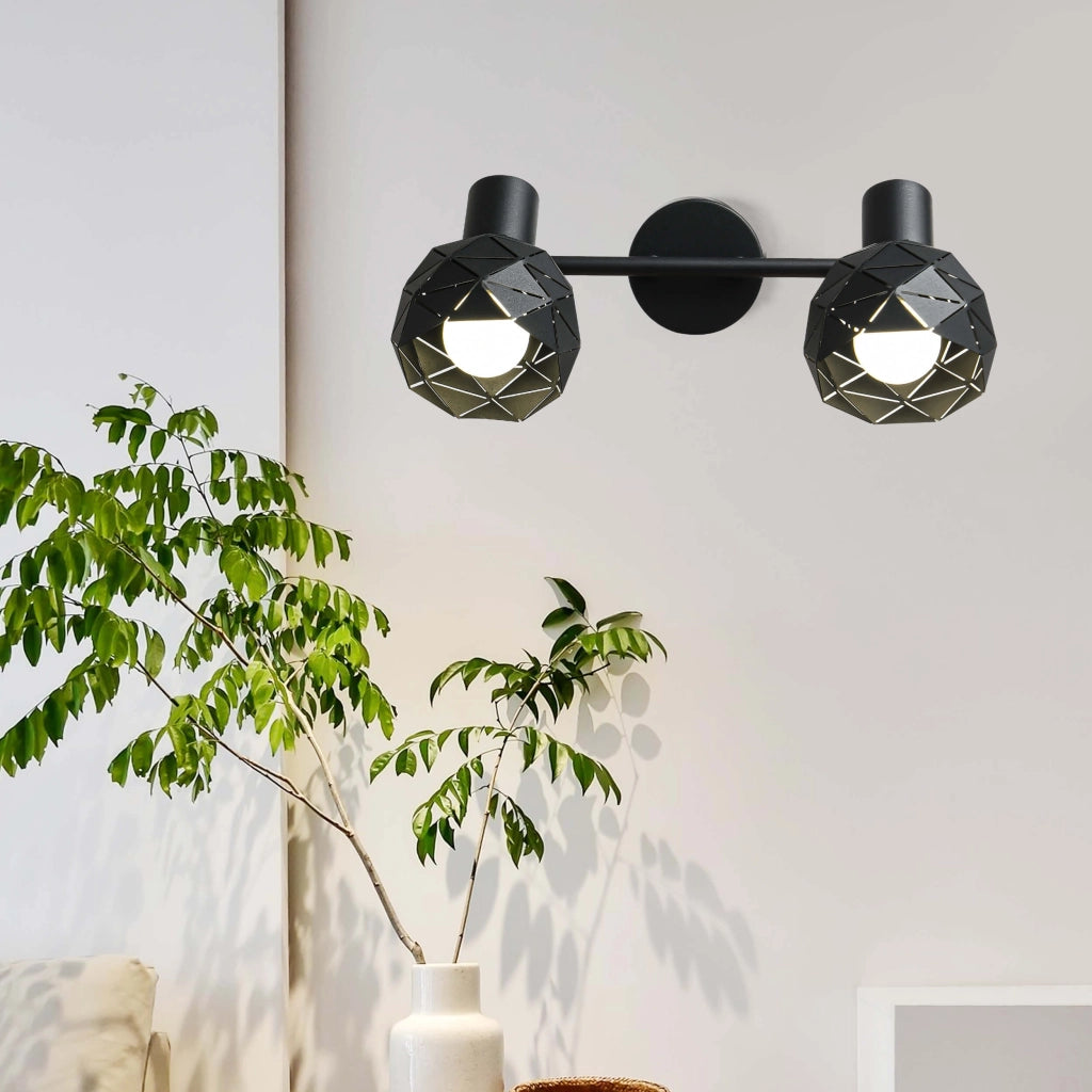 Applique Reus 2xE14 nera metallo orientabile Light Prestige