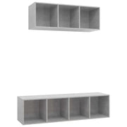 Set Porta TV 2 pz | Armadietto TV | Mobile Porta TV Grigio Calcestruzzo in Truciolato