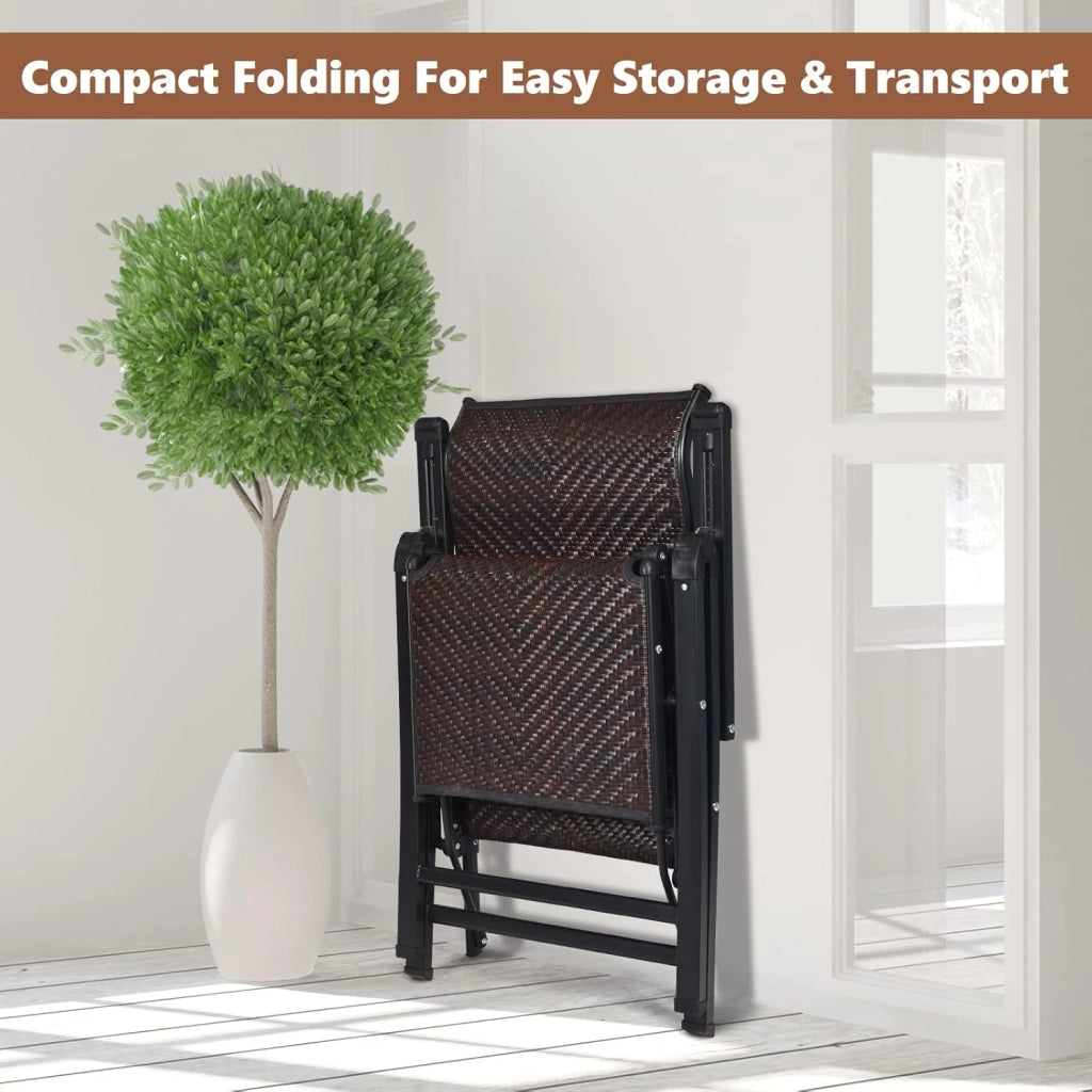 Sedia a sdraio pieghevole, set da 2 pezzi, sdraio da giardino, schienale regolabile, sdraio da campeggio, sdraio relax in rattan, portata fino a 113 kg, pieghevole 151,5 x 59 x 75 cm