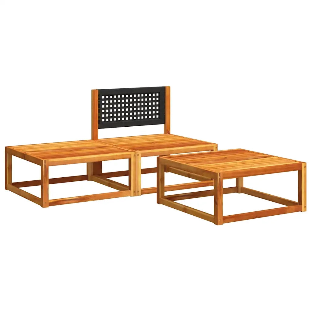Set di divani da giardino 3 pz | Set Salotto da Giardino con cuscini in legno di acacia e rattan