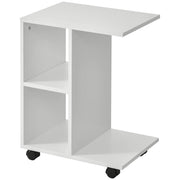 Tavolino da Salotto con 2 Ripiani e 4 Ruote ¨C Zephmum ¨C MDF PE Bianco 45x35x58
