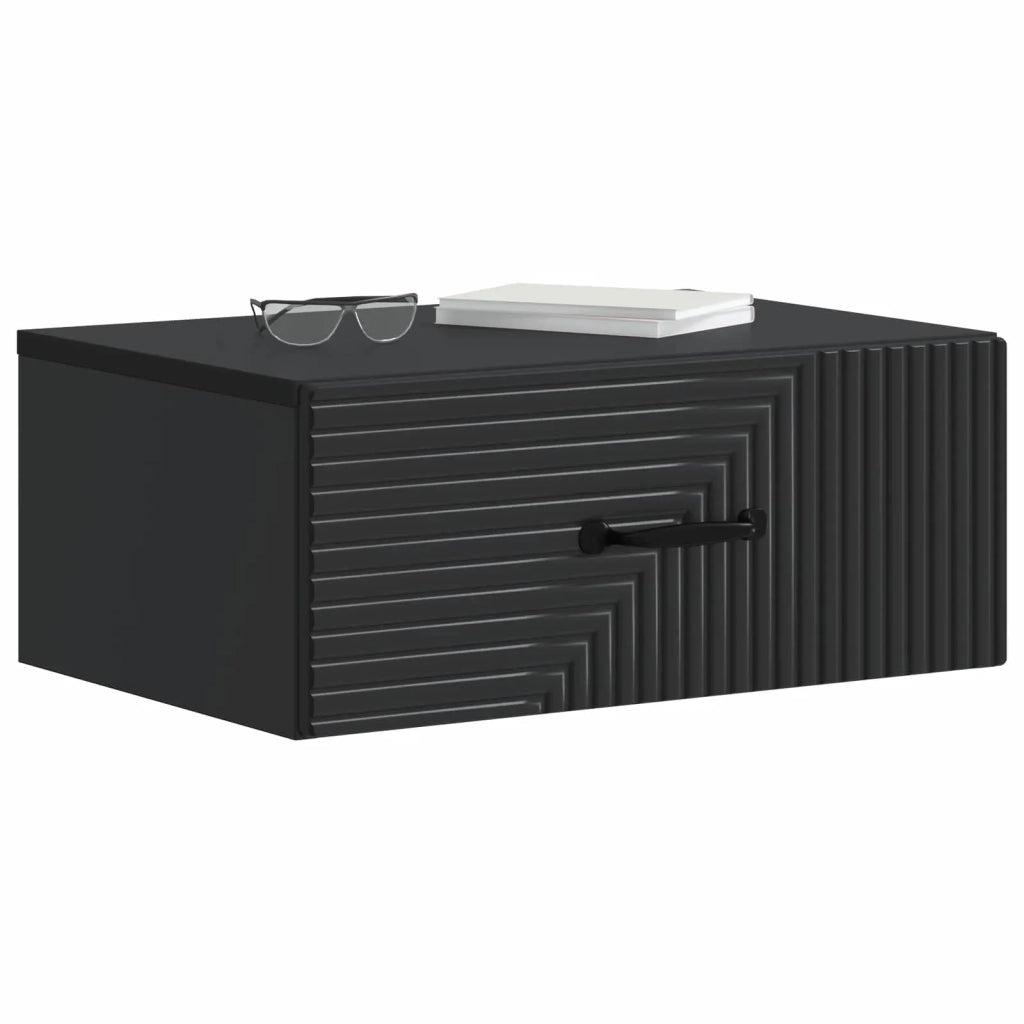Mobiletto da notte a muro 2 pcs Nero 49 x 34,5 x 20 cm