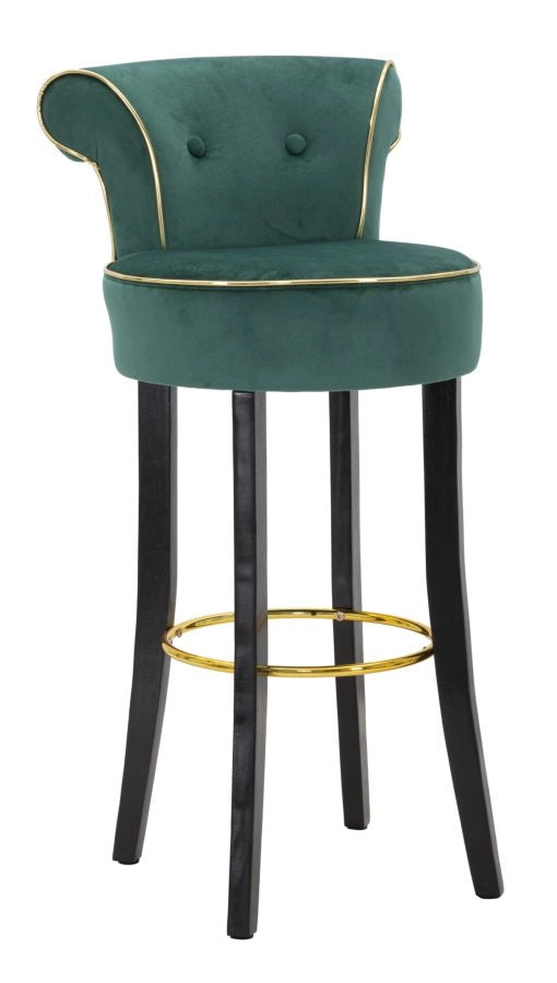 Sgabello Bar Luxy 46x48x96 cm in Velluto Sintetico Verde