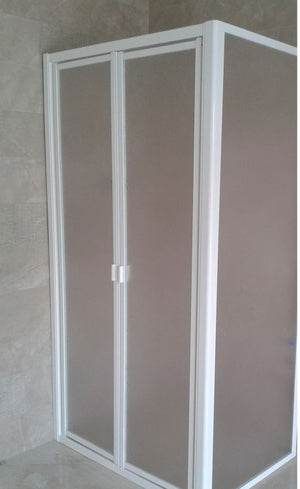 Box doccia acrilico - 2 lati, fisso piu' saloon (2 battenti) - Misura: 70 x 95 x h185 
