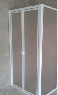 Box doccia acrilico - 2 lati, fisso piu' saloon (2 battenti) - Misura: 75 x 85 x h185 