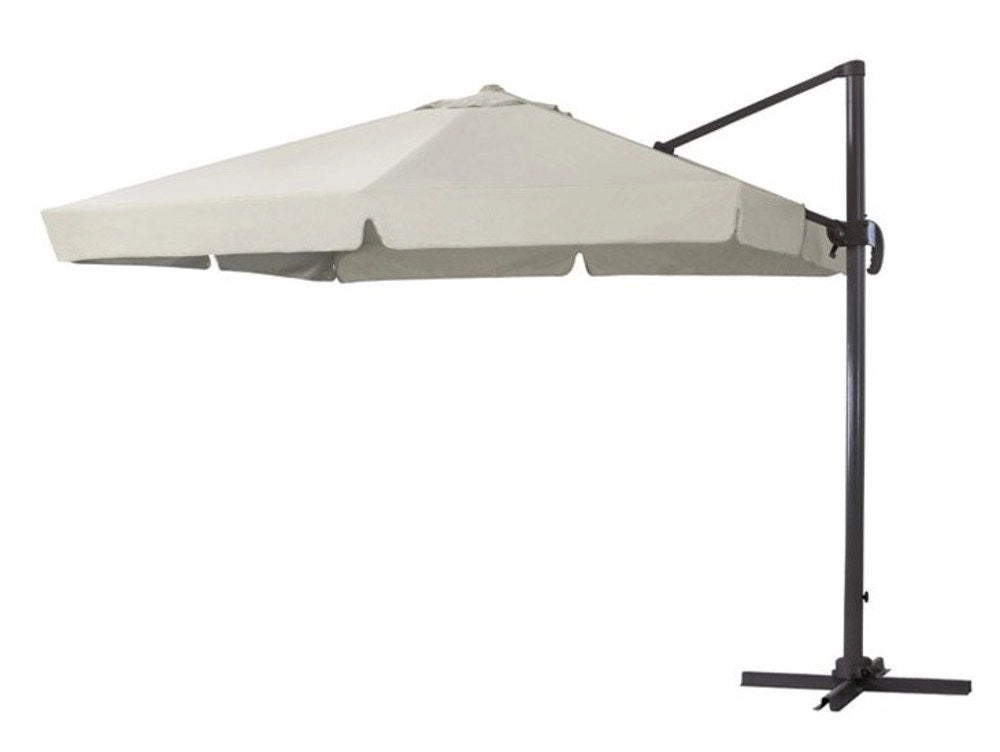 VERDELOOK | Ombrellone Deluxe, Struttura Alta 2.6 m in Alluminio Tortora a Braccio Reclinabile e Orientabile, Telo Copertura Ecrù 3x3 m in Poliestere da 280gr/mq, per Giardino e Piscina Moderno