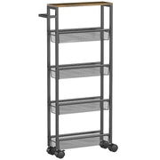 Carrello da cucina con 5 ripiani ¨C zephmum ¨C 47x13x96,5 cm, nero