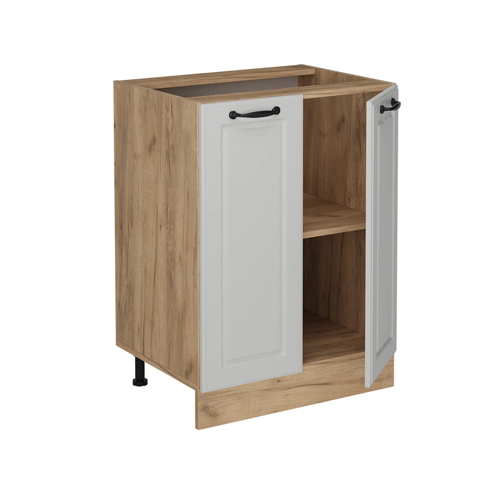 Mobiletto base cucina R-Line Bianco rustico/Rovere dorato 60 cm senza piano di lavoro Vicco