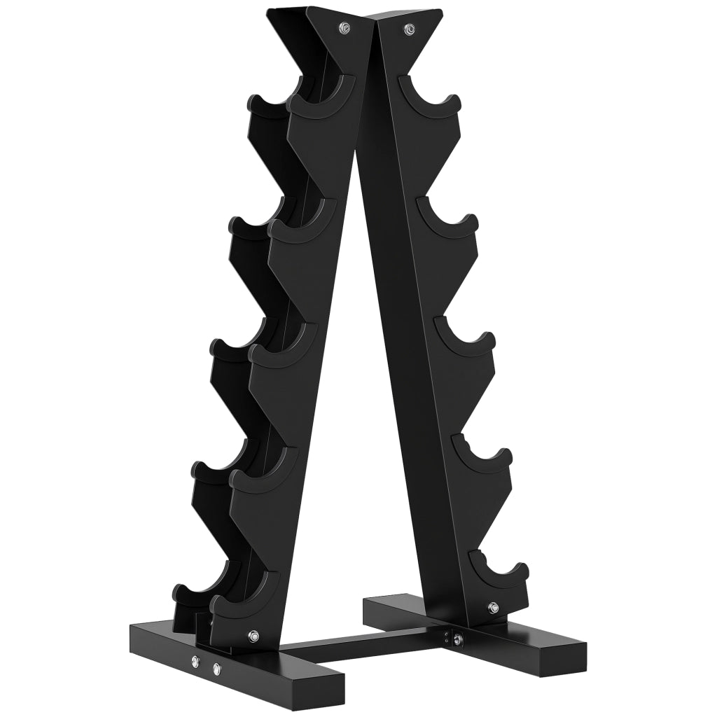 Rastrelliera per Manubri in Acciaio a 5 Livelli con Inserti in Plastica, 35x33x66 cm, Nera