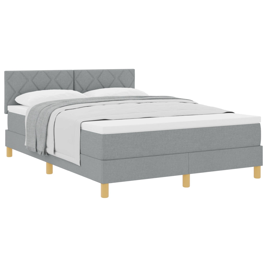 vitaXL Letto rete a molle con Materasso Grigio Chiaro 160x200 cm Tessuto