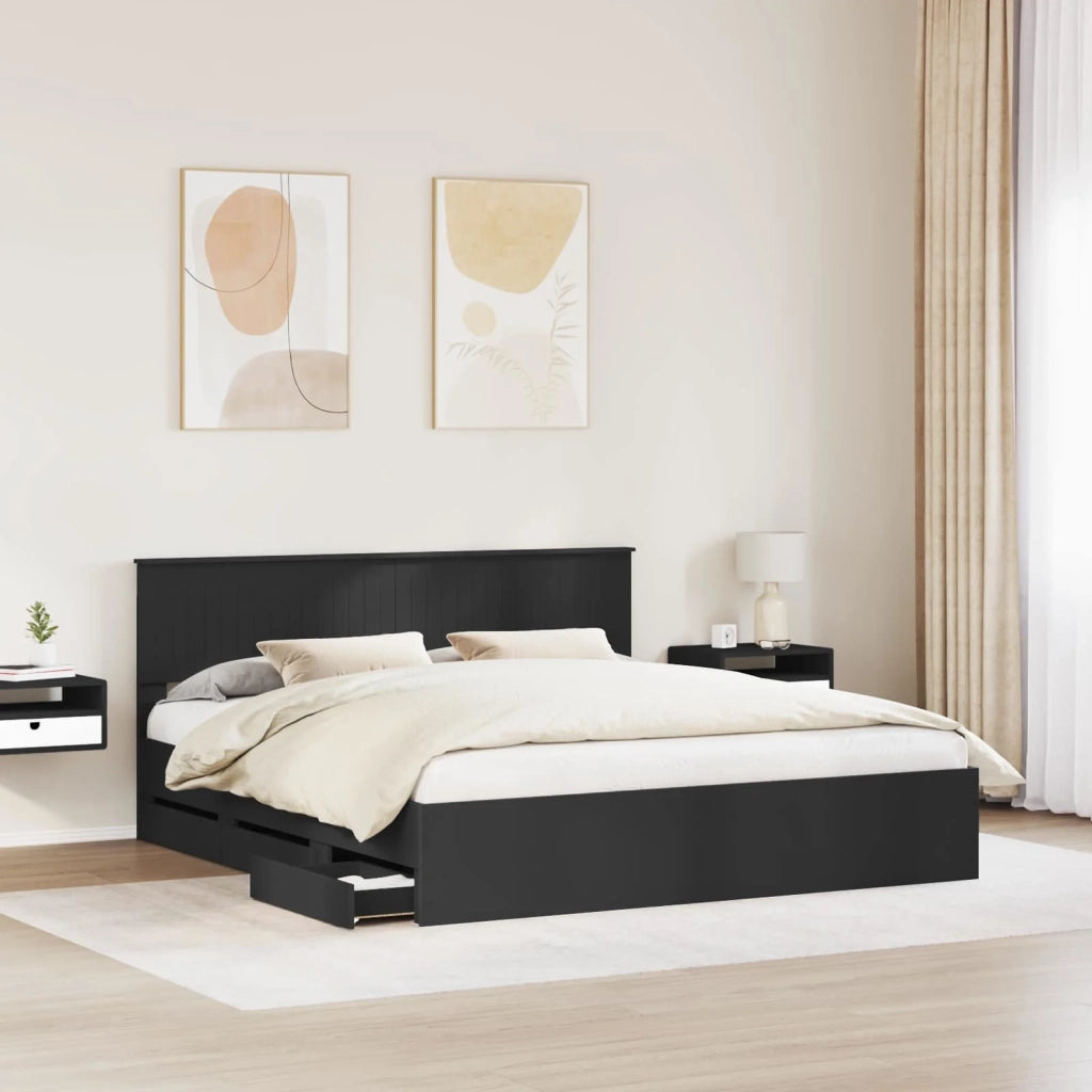 Struttura del letto-Giroletto Nero 180 x 200 cm Legno Ingegnerizzato 801818