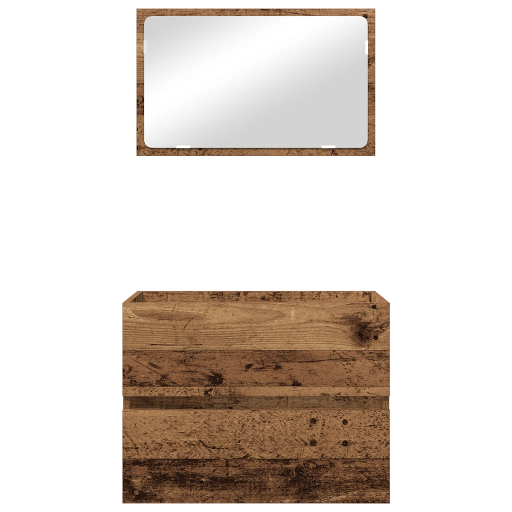 Set di Mobili per Bagno a 2 Pezzi Legno Vecchio Legno Ingegnerizzato