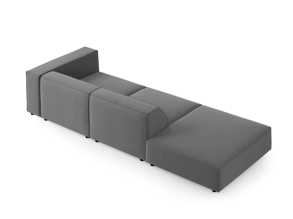 Cosmopolitan Design - Divano sinistro "Arendal" 4 posti in velluto cemento 