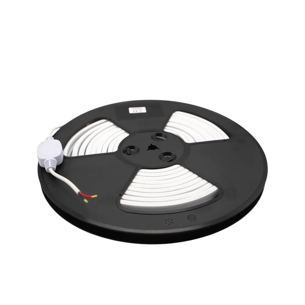 Striscia LED neon flex 220V 5m tagliabile ogni 1m 9W/m luce fredda 6000K IP67