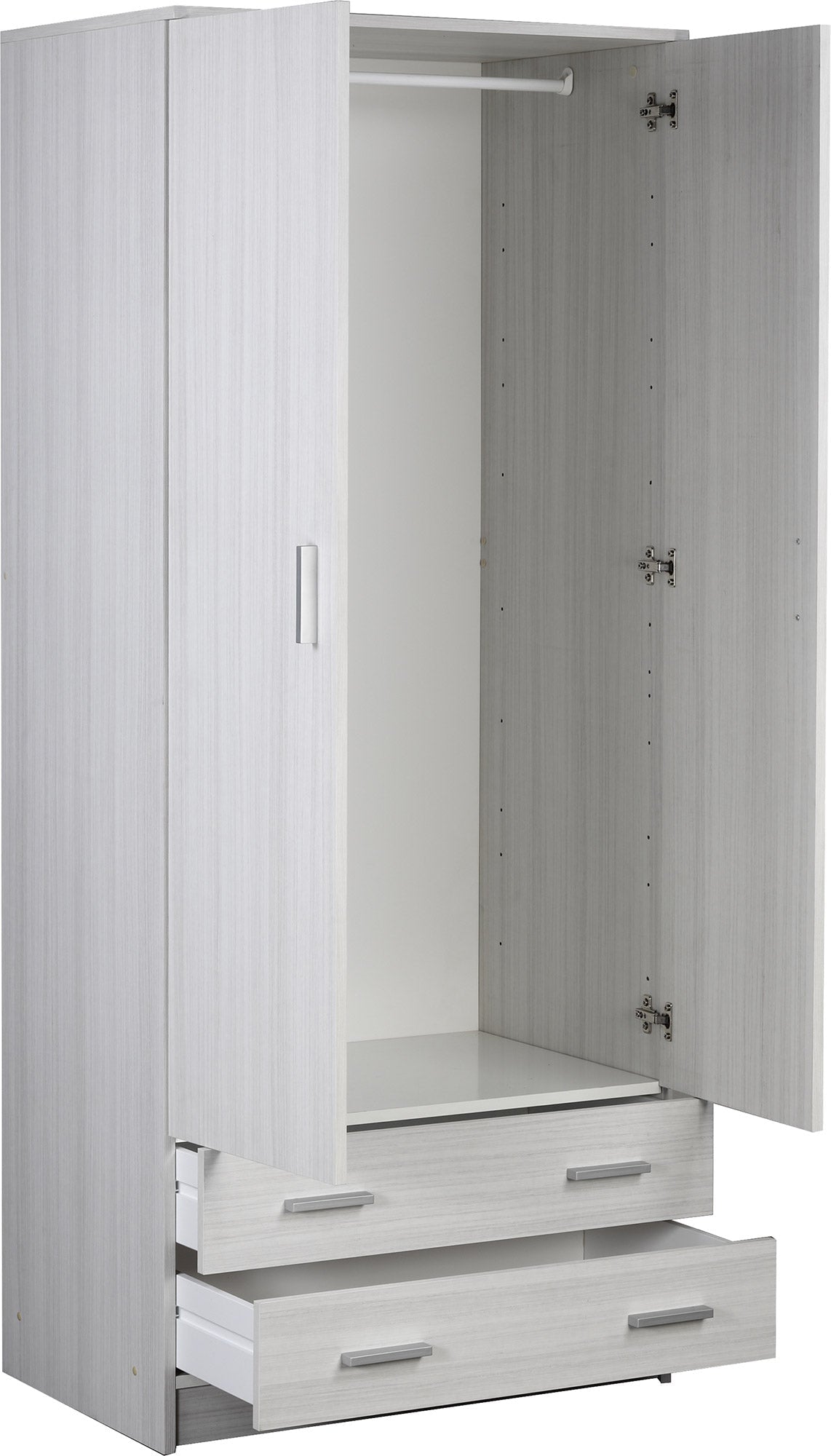 Armadio 2 Ante 2 Cassetti 77x182x52 cm Eucalipto