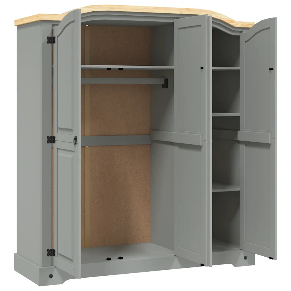 Armadio in Legno di Pino Messicano Corona 3 Ante Grigio cod mxl 66926