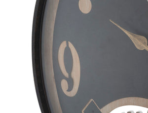 Orologio xxx Ø67x6,5 cm in Ferro MDF e Vetro Nero e Marrone