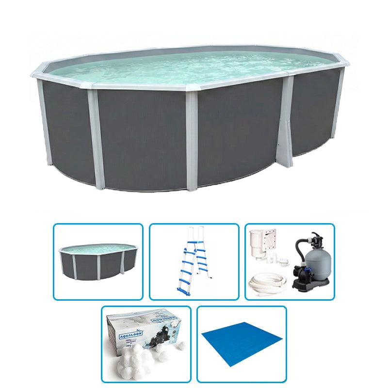 Piscina Fuori Terra Steeldesign Omega 550 - 5,50 X 3,66 X H.1,32 M - Kit Base