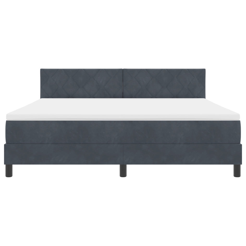 Letto a molle vitaXL con materasso grigio scuro super king in velluto