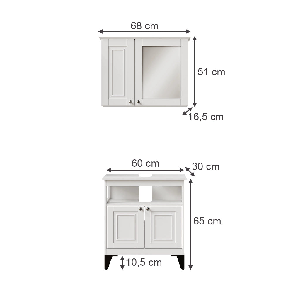 Vicco Set di mobili da bagno Bianco 2 parti