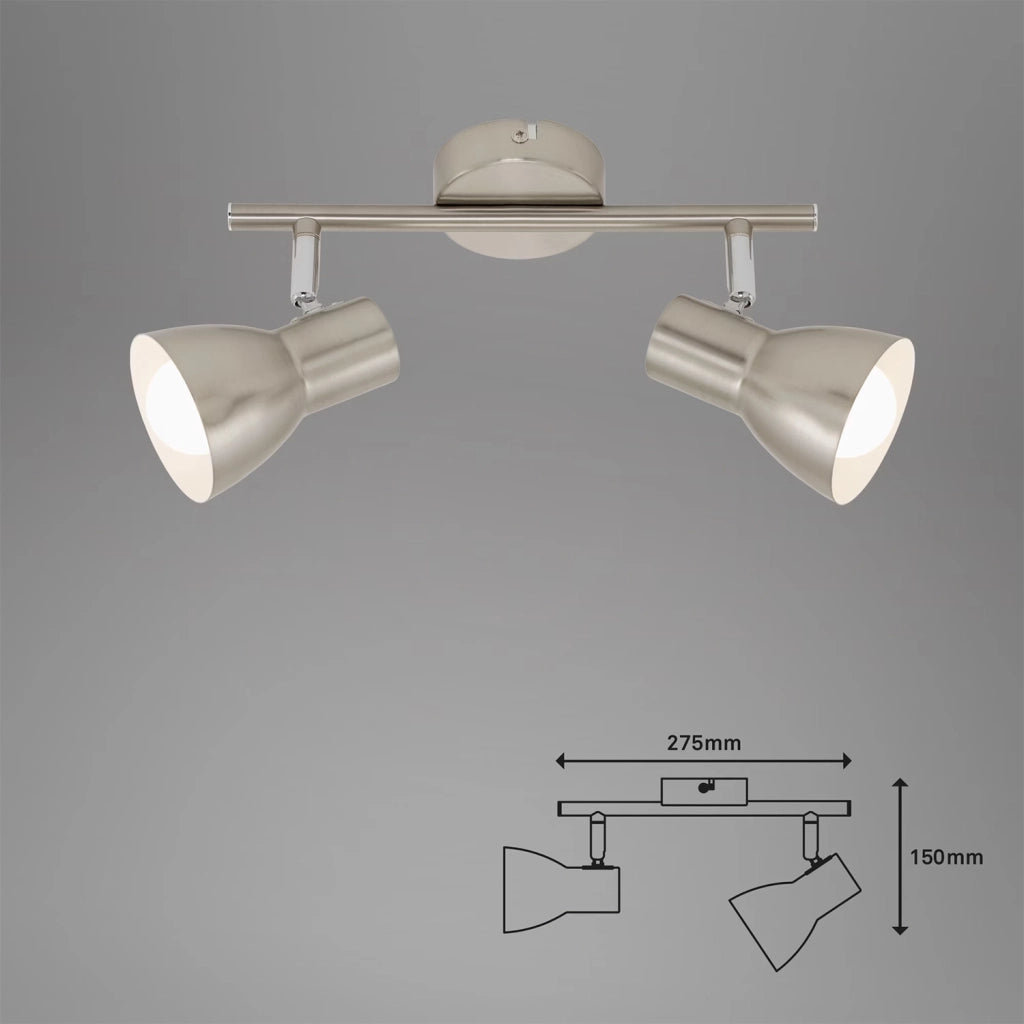 Spot Moderno Cup Metallo Nickel Satinato 2 Luci E15