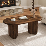 Tavolino da caffè ovale in MDF color noce 99 × 50 × 40 cm