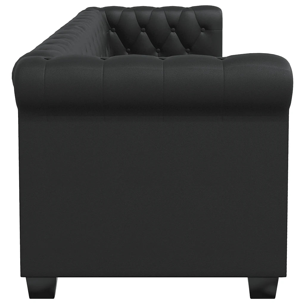 Divani Chesterfield a 2 Posti e a 3 Posti in Similpelle Nero 272249