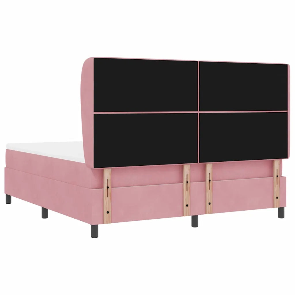 Letto a molle con materasso Rosa 200 x 180 cm Velluto 3340891