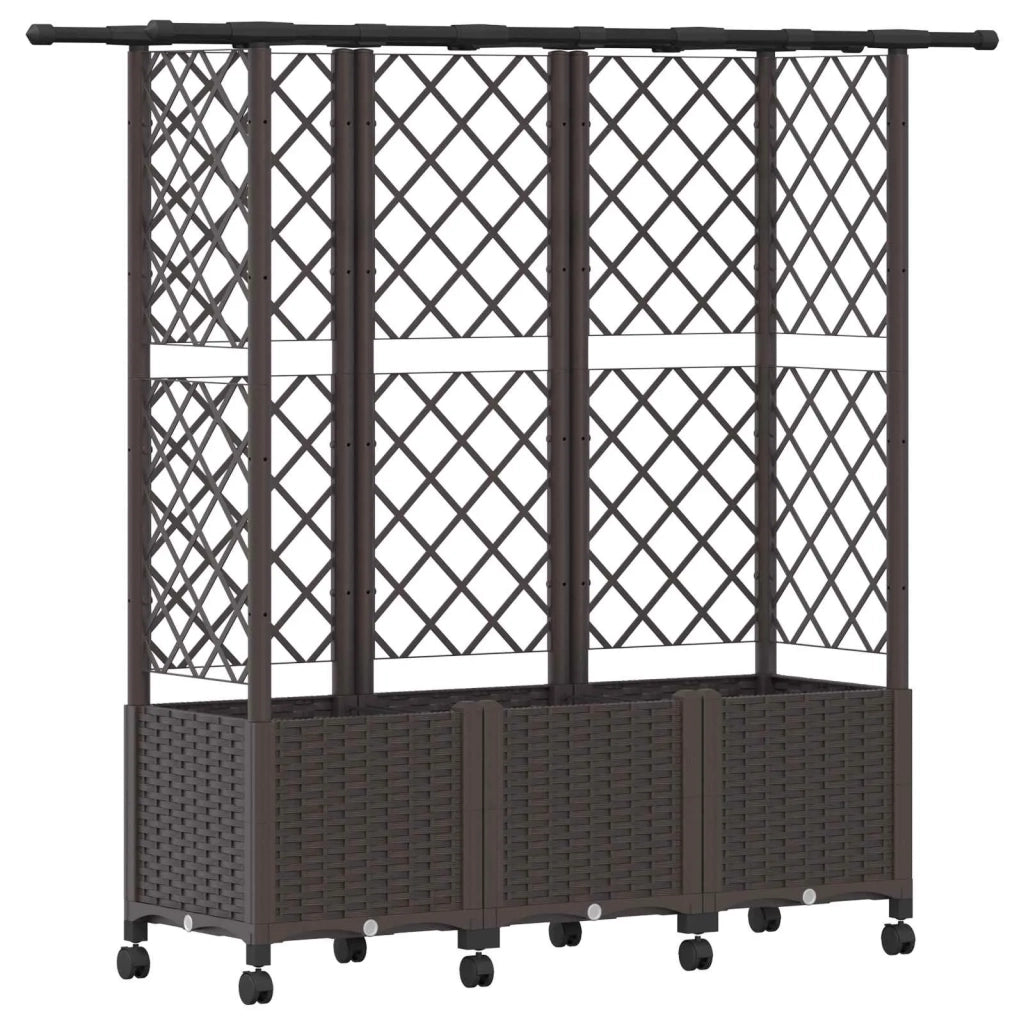 Letto Rialzato con Griglia e Tetto Marrone 163,5 x 40 x 142 cm 3423124