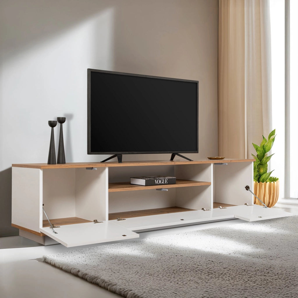 Porta TV in legno "Veramont" - 180 x 44 x 44 cm - Marrone