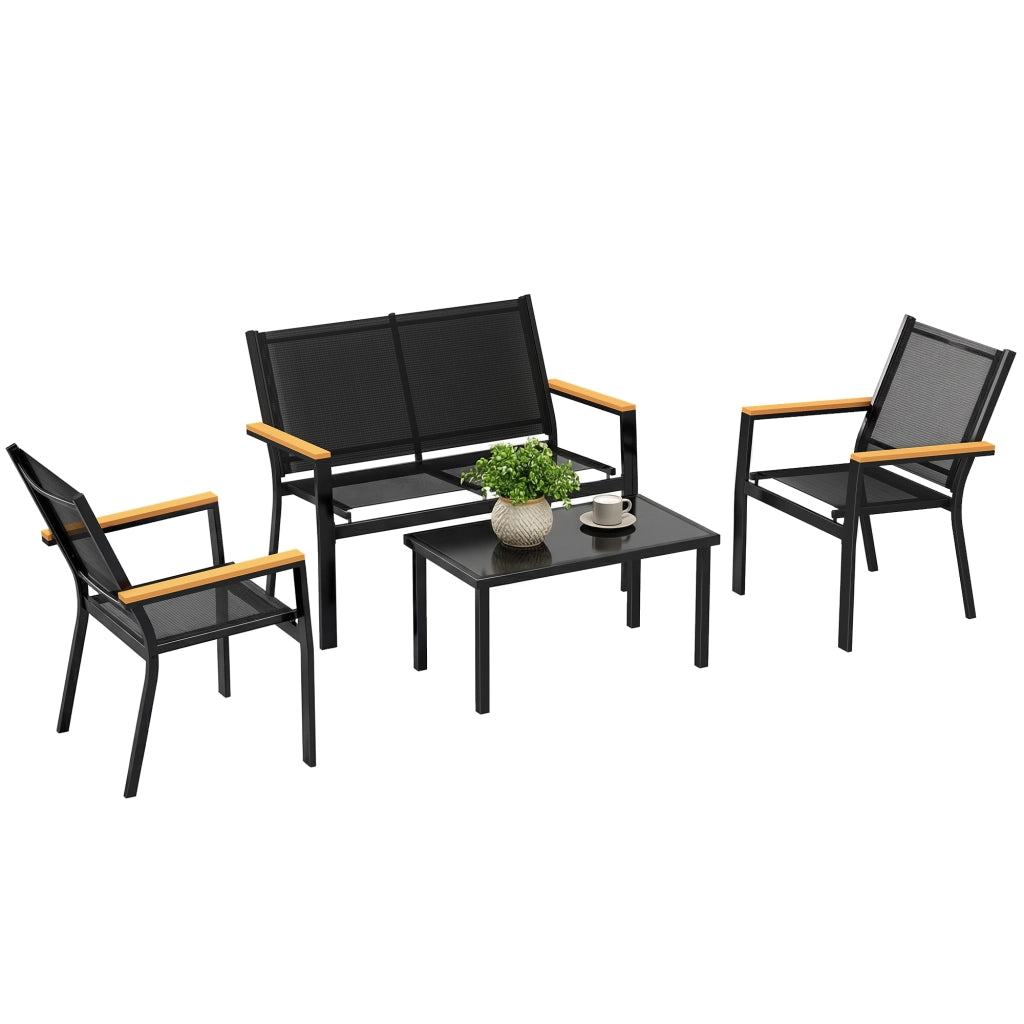 Set Giardino Lounge 4 Posti con Divano 2 Posti e Tavolino ¨C Zephmum ¨C Grigio Antracite 110x63,5x84 cm