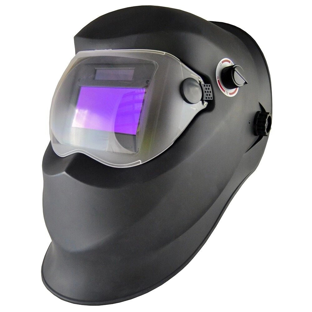 Saldatrice ad inverter da fabbro MMA 100A con casco saldatura autoscurante completa cavi
