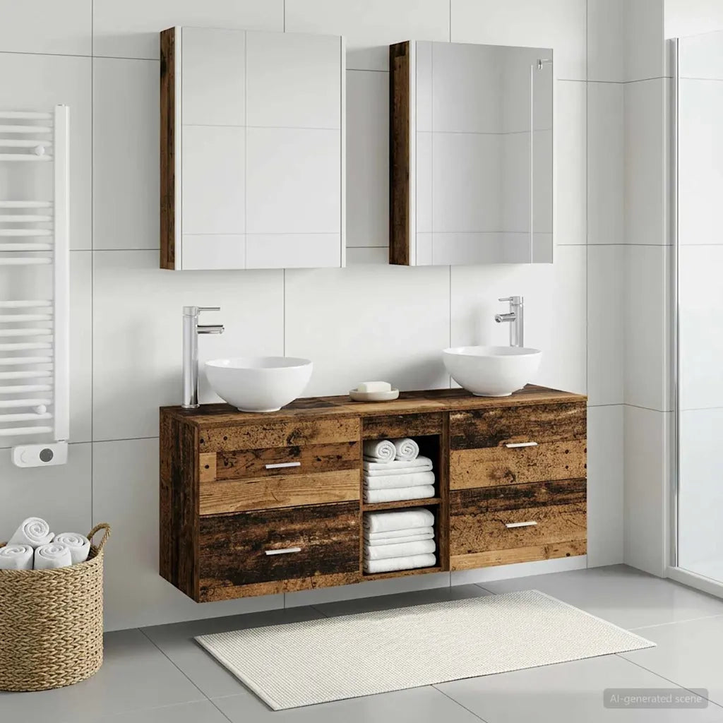 Set di Armadi da Bagno 5 pcs Legno antico 53 x 15,5 x 70 cm 3406693
