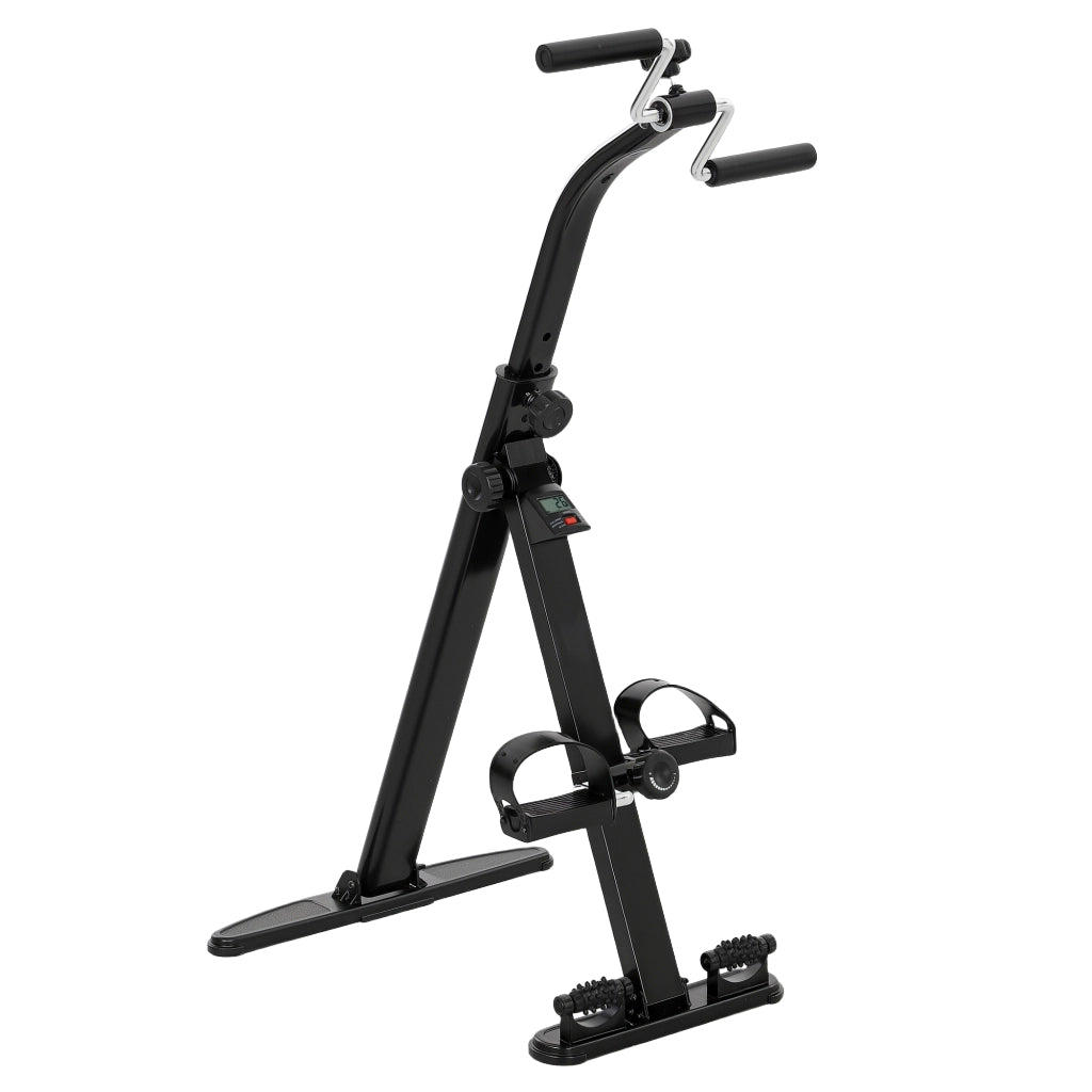 Cyclette per Riabilitazione Gambe e Braccia Pieghevole. Schermo LCD e Altezza Manubrio Regolabile. Nero