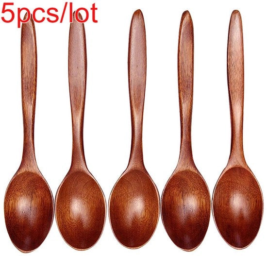 Set da cucina a 5 pezzi con lepel in legno di bambù, attrezzi da cucina e cucchiai per zuppe