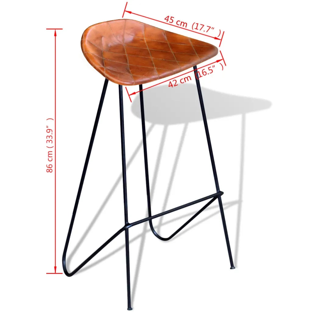 Sgabelli da Bar 2 pz Neri e Marroni in Vera Pelle cod mxl 78207
