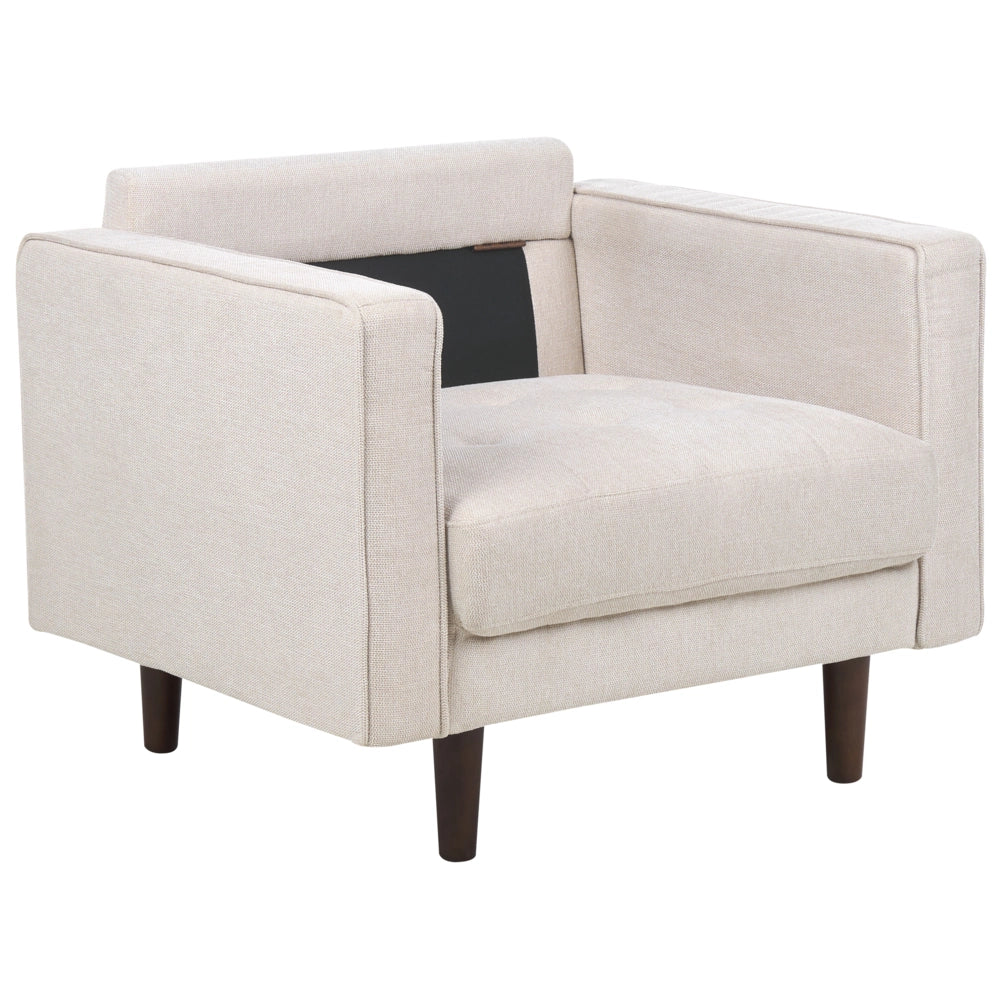 Set da soggiorno divano 3 posti e poltrona Imbottiti in tessuto beige con schienale imbottito stile retrò soggiorno